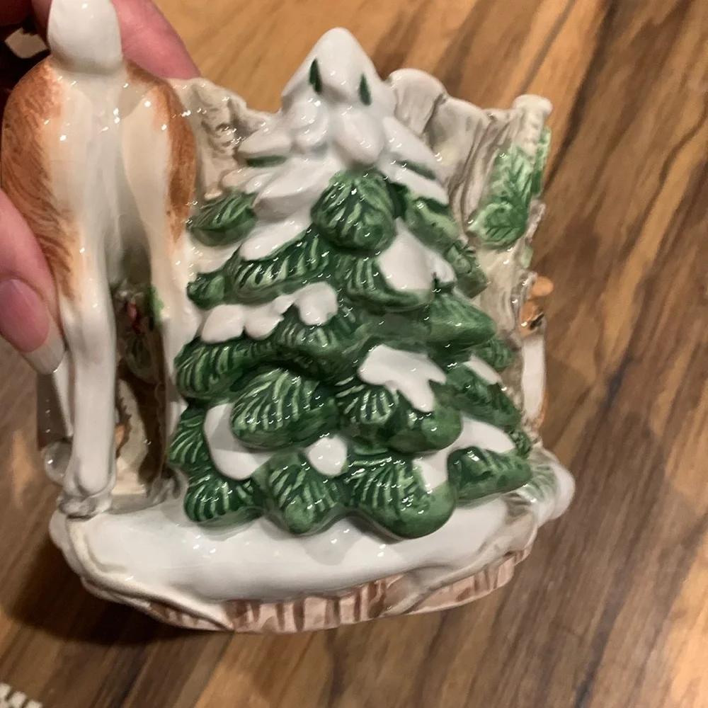 Fitz and Floyd Classics deer fawn and frolicking bunnies 7” container decor - Picture 12 of 14